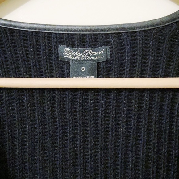 Lucky Brand open black cardigan with trim - Picture 9 of 11